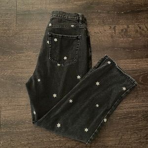 Pacsun High Rise Straight Jeans With Daisys - Size 28